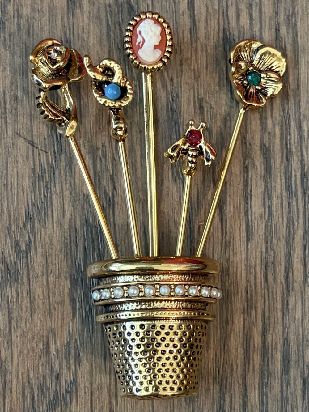 The Museum Company Metal Brooch Thimble & Tie Pins